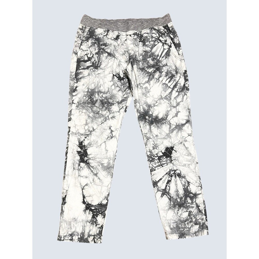 CABI Gray Marble Tie Dye Cotton Poplin Pull On Casual Pants Preppy Boho Size Med